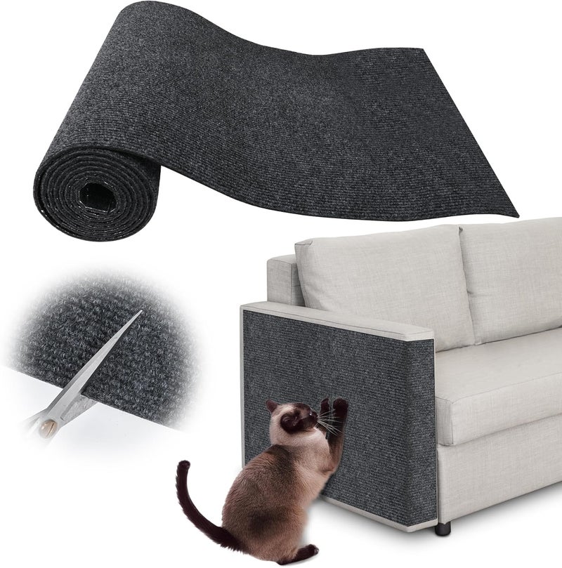 Inchoco Couch Protector from Cat Claws - 78.7" x 15.8" Trimmable Self-Adhesive Cats Claws Scratch Pads, Cat DIY Climbing Cats Scratch Mat Tree Replacement Indoor (Dark Gray) - Image 1
